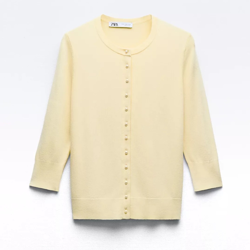 Zara Women's Light Yellow Cardigan